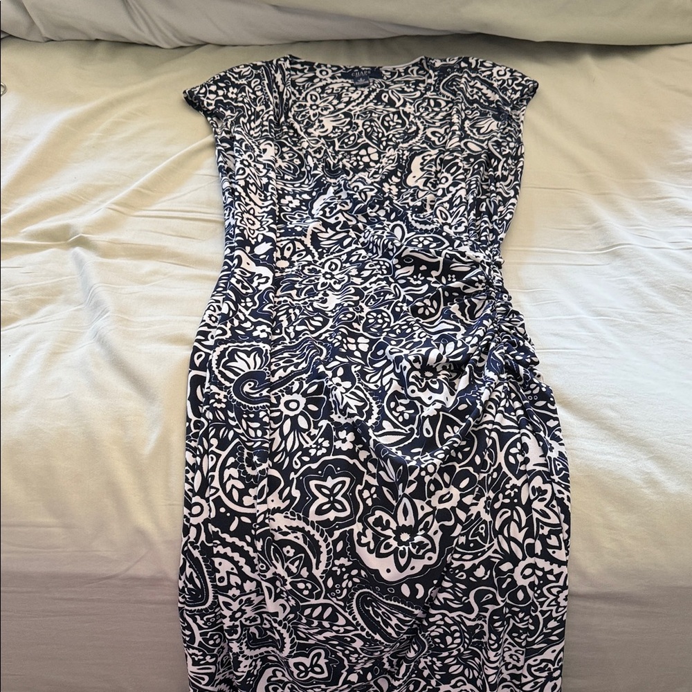 Elegant navy and White Floral Dress